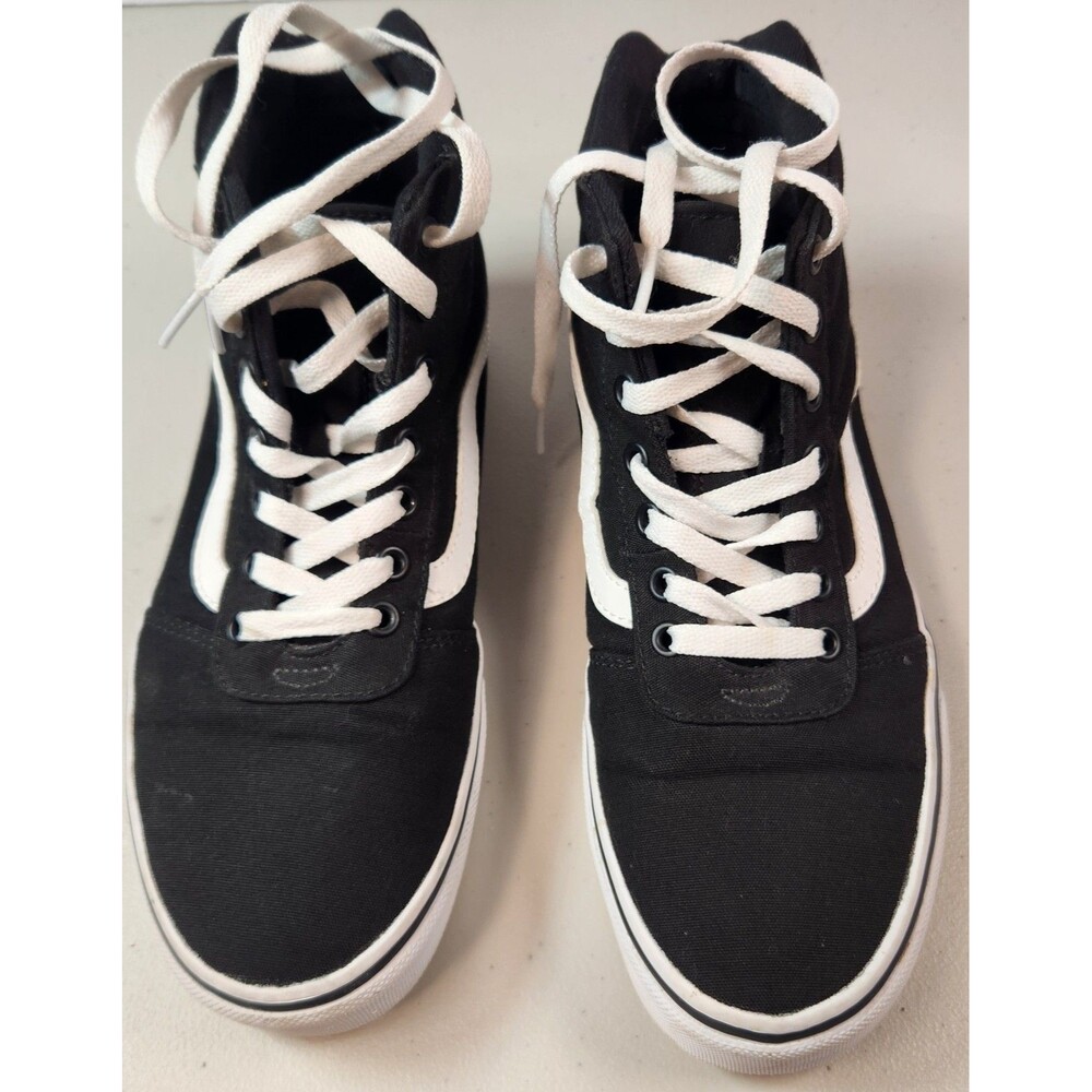 Vans Sk8-Hi Womens High Top Sneakers Size 9.5 Black White Canvas